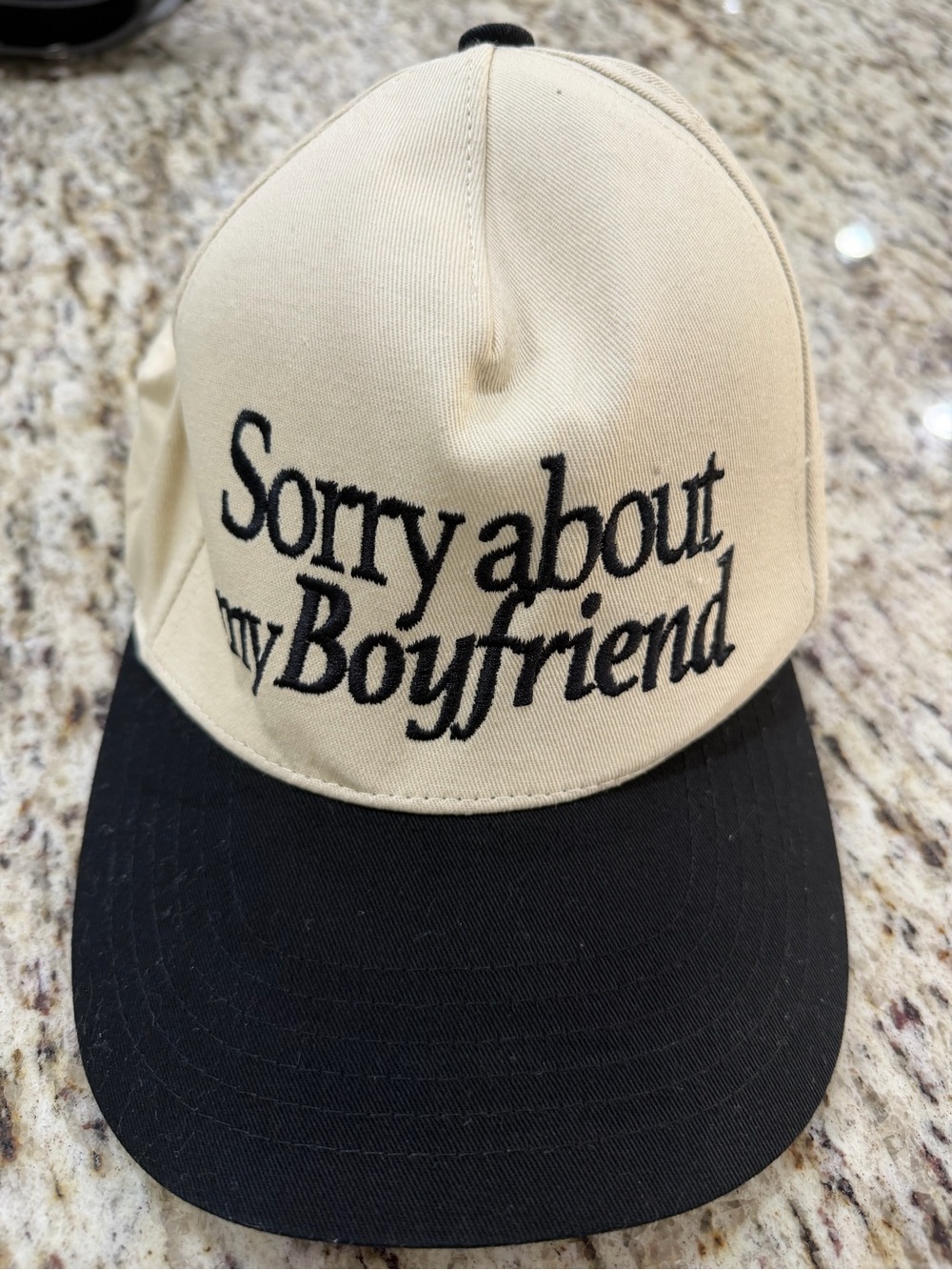 Trucker Hat-Sorry about my Boyfriend Two-Tone Cap - Cream & Black